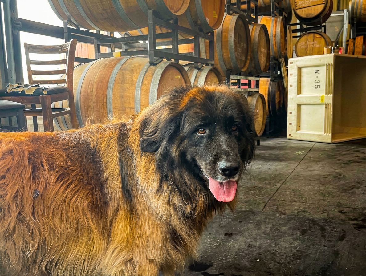Bamboo, the resident winery dog