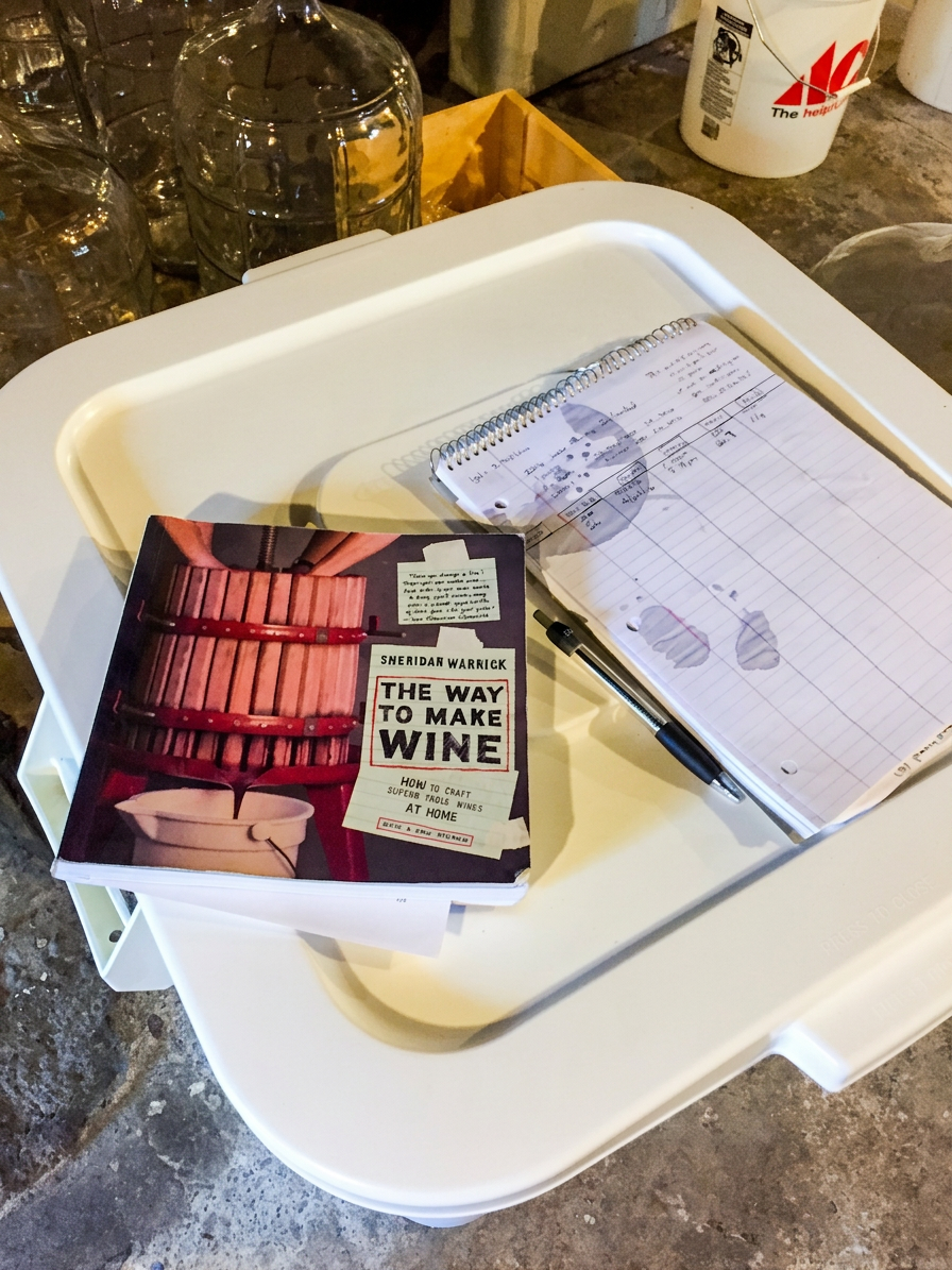 The Way to Make Wine book and handwritten harvest notes