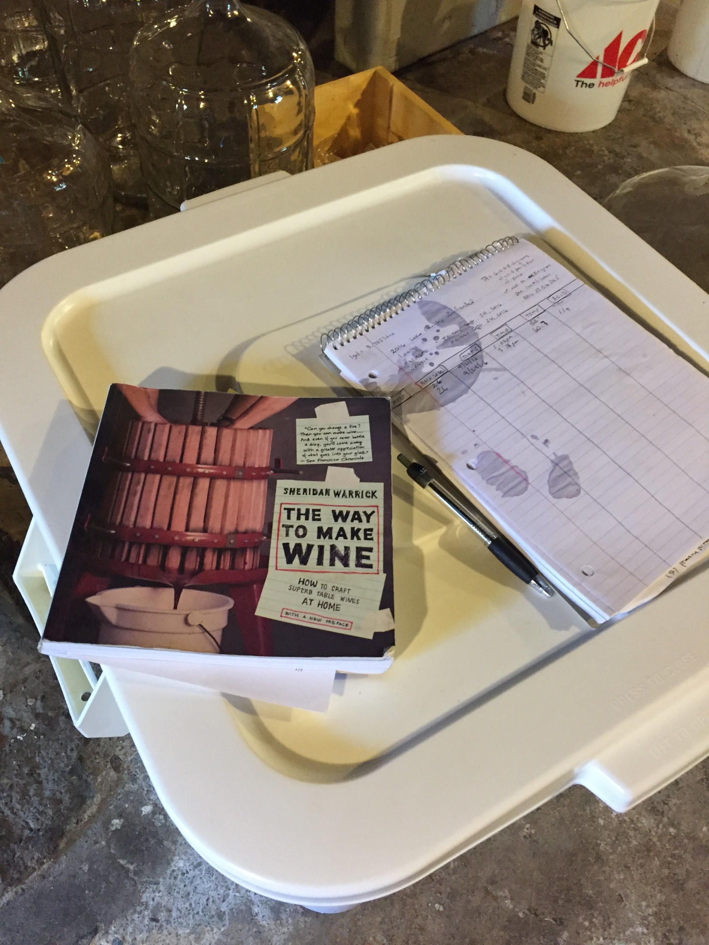 The Way to Make Wine book and handwritten harvest notes